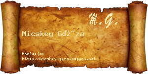 Micskey Géza névjegykártya